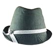 New Linen Cotton Ribbon Band Fedora Trilby Hat Charocoal Small / Medium
