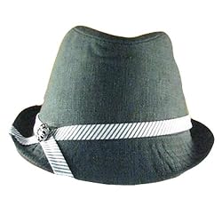New Linen Cotton Ribbon Band Fedora Trilby Hat Charocoal Small / Medium