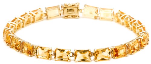 10k Yellow Gold Citrine Rectangular Cut Bracelet, 7.25