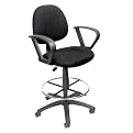Boss Drafting Stool with Footring And Arms - Black