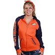 Denver Broncos Women's Orange Letterman Full-Zip Hooded Sweatshirt