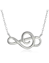 Stationed Sideways Treble Clef Pendant Necklace, 16"+2"