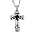 Stainless Steel Men's Large Cross Pendant with 24 Inches Curb Chain
