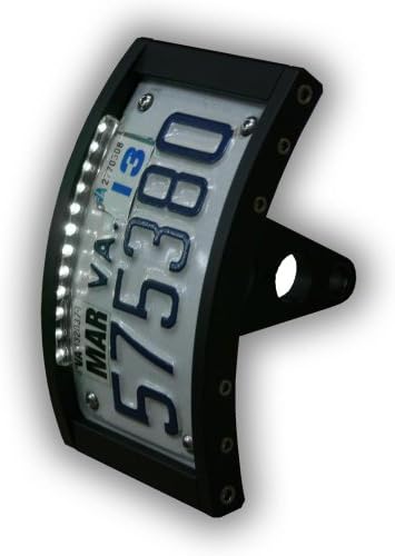 FIGURE MACHINE - CURVED BILLET SIDE MOUNT LICENSE PLATE HOLDER - LED LIT - VIVID BLACK