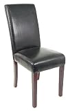 Black Leather Upholstered Parsons Chair [BT-350-BK-LEA-023-GG]