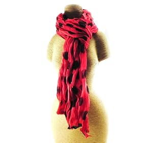 Stole "Petits Pois" red black.