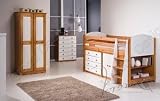 WHITE MIDSLEEPER CABIN BED, WITH CHEST OF DRAWERS, DOUBLE CUPBOARD AND BOOKCASE FROM CENTURION PINE