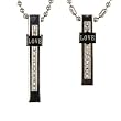 Stainless Steel Couples "Love" Cubic Zirconia Bar Pendant Necklaces Set 18"/20"-24"