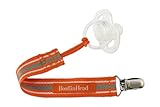 Booginhead Pacifier Holder, Orange Grey Stripe