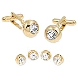 Mens Swarovski Type Crystal Stones Cuff Links and Stud by Enrico Pardini