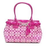 Coach Signature Hamptons Carryall Bag Purse Tote 13065 Hot Pink