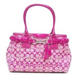 Coach Signature Hamptons Carryall Bag Purse Tote 13065 Hot Pink