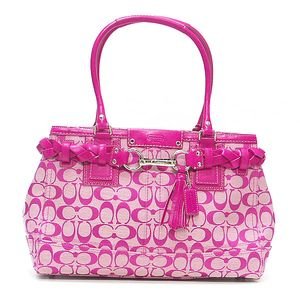 Coach Signature Hamptons Carryall Bag Purse Tote 13065 Hot Pink Coach Signature Hamptons Carryall Bag Purse Tote 13065 Hot Pink