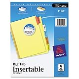 Avery WorkSaver Big Tab Insertable Dividers, 5-Tab, 1 Set, (11110)