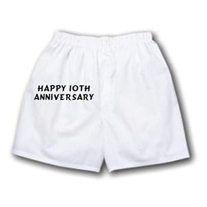 White Boxer Short with Happy 10th Anniversary
