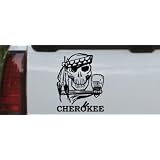 6in X 4.9in Black -- Cherokee Indian Skull Skulls Car Window Wall Laptop Decal... by Rad Dezigns