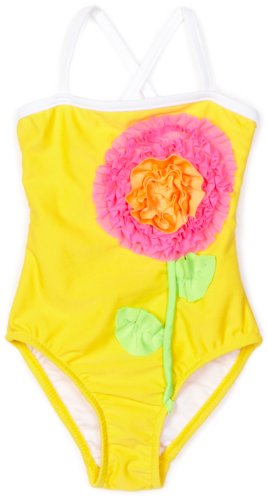 Love U Lots Baby-Girls Infant Swimsuit With Ruffle Flower, Yellow, 18 Months