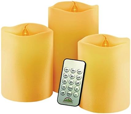 Flameless Wax Candle - Vanilla Scented 3 Pack with Remote Control