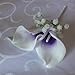 Lily Garden Purple Picasso Calla Lilies Wedding Floral Set Artificial Real Touch Flowers (Double Head Boutonniere)