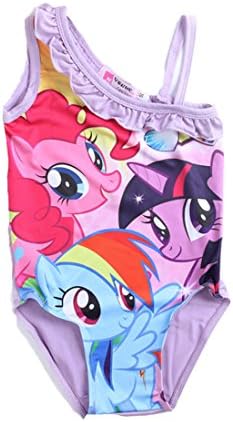 Cartoon Girl My Little Pony One-piece Summer Swimwear Beach Swimsuit Outfit Purple (XL)