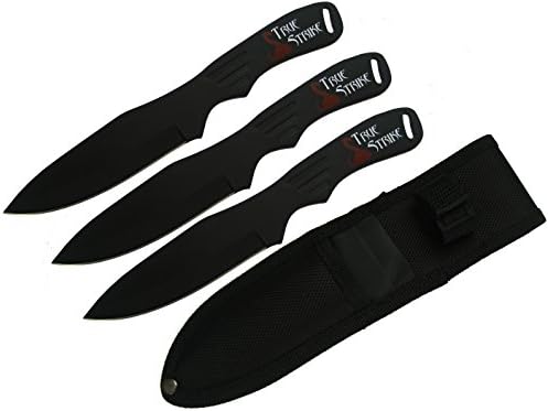 Throwing Knife Set with Three Knives, Stainless Steel Handles, Perfect for ninja &amp; martial arts, Black Nylon Sheath, 8-Inch Overall True Strike TS-179-3 Series