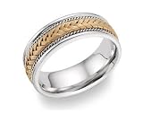 14K Solid Two-Tone Gold Braided Wedding Band Ring