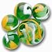 Mega Marbles - JUNGLE MARBLES NET (1 Shooter Marble, 24 Player Marbles & 2 Display Rings)