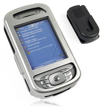 HTC Cingular TyTN / 8525 / JasJam / Hermes PDA Smartphone Protective Aluminum Metal Hard Case with Removable Belt Clip - Silver