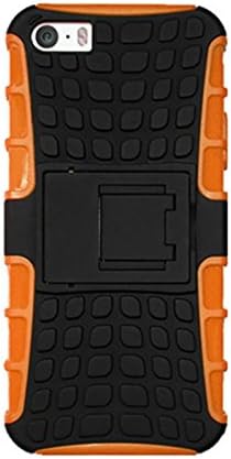 Generic Heavy Duty Tough Rugged Dual Layer Case with Built-in Kickstand, Tank Series Slim Fit Dual Layer Hybrid Armor Protective Case Cover, For Iphone5 (Orange)