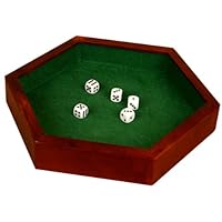Wood Hexagonal Dice Tray - Felt Lined - 12.5