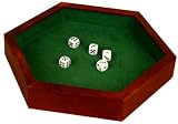 Wood Hexagonal 12" Dice Tray with 5 Dice