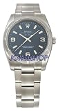 Rolex Airking Blue Arabic and Index Dial Engine Turned Bezel Mens Watch 114210BLASO