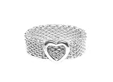 Designer Inspired Mesh Heart Charm Ring size 9 Emitations
