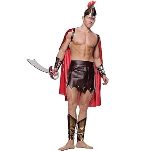 5Pc Spartan Warrior With Cape,Skirt, Head Piece, Arm Piece, Leg Piece (Brown;X-Large)