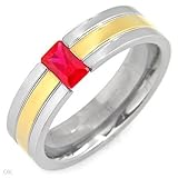 Wonderful Gents Ring With 0.78ctw Created Ruby Made in Titanium