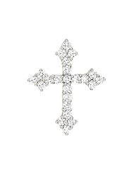 14K White Gold .53 Ct Diamond Cross Pendant plus 18" Chain