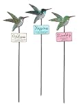 SUNSET VISTA DESIGNS ENCHANTED GARDEN COLLECTION HUMMINGBIRD PLANT PICK, SET OF 3