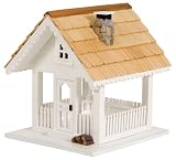 Le Petit Chalet LPC-1012 Fly Thru Bird Feeder - White and Natural