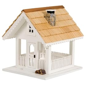 Le Petit Chalet LPC-1012 Fly Thru Bird Feeder - White and Natural by