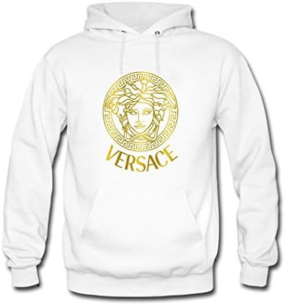 Versace Logo Men's Pullover Lightweight Casual Hoodies Sweatshirts X-Large White