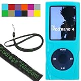 New Ipod Nano 4 Silicone Skin Case Cover for the New Apple iPod Nano Nano-Chromatic 4th Generation 8gb 16gb (Ipod Nano mp3 player not included) + Screen Protector Kit + BONUS WISDOM*COURAGE Neckstrap (Many color available)