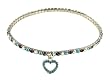 Anklet - A24- Swarovski (tm) Crystal - Stretch ~ Aqua and Brown with Heart Charm