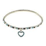 Anklet - A24- Swarovski (tm) Crystal - Stretch ~ Aqua and Brown with Heart Charm