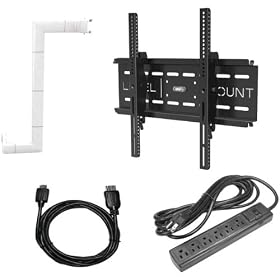 26'' - 55'' Tilt Flat Panel Mount with HDMI 6 Plug Surge Protector, HDMI Cable & Cord Cover - LEVEL MOUNT