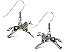 Sterling Silver Turquoise Inlay Mosaic Horse Earrings