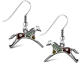 Sterling Silver Turquoise Inlay Mosaic Horse Earrings