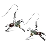 Sterling Silver Turquoise Inlay Mosaic Horse Earrings