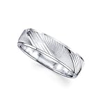 Diamond Razor Cut High Polish Solid 14k White Gold Wedding Men Unisex Ring Band 6mm