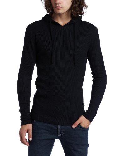 Modern Culture Mens Hooded Thermal, Black, Medium