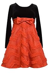 Girls Chevron Print Polyester/Velvet  Dress